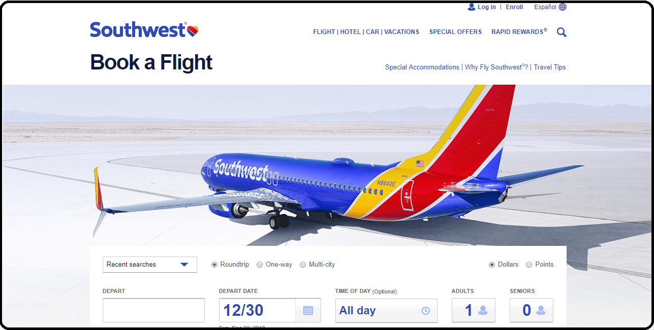 southwest airlines book a flights